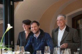 Martin Mittelbach, center, with his sister and father, at Tegernseerhof in Durnstein, Austria